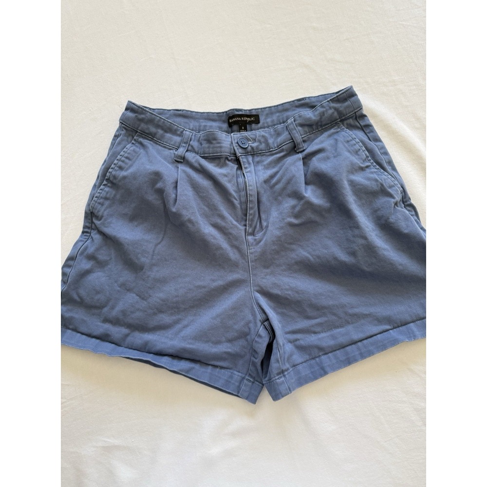 Banana Republic Women Blue Front Pleat Chino Shorts High Rise Y2K Size 8
